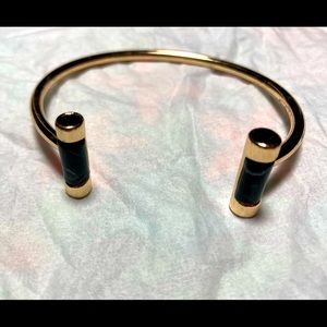 Gold and black open bangle bracelet #28